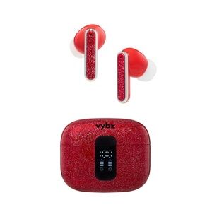 Red Glitter Noise Cancelling Earbud Headphones